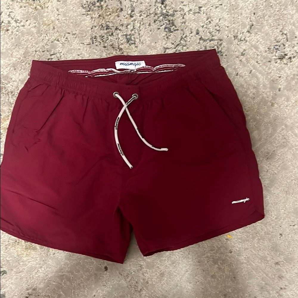 Red Swim Trunks with Adjustable Drawstring